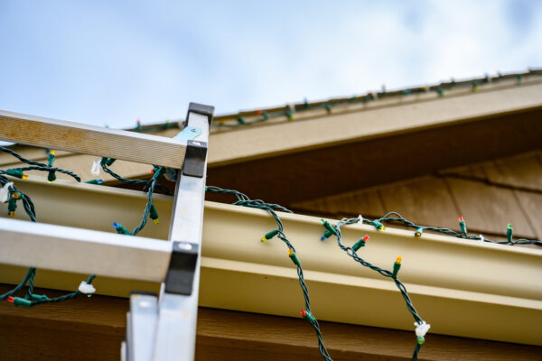 Christmas Lights on Roof of House
